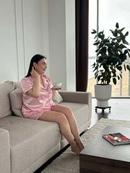 Рожева піжама для дівчат PLUS SIZE з шортами DO3612 фото