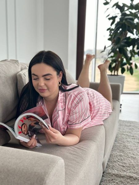 Рожева піжама для дівчат PLUS SIZE з шортами DO3612 фото