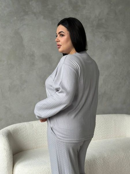 Серая пижама PLUS SIZE из микрофлиса DO4308/2 фото