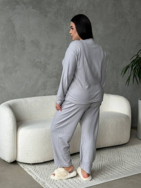 Серая пижама PLUS SIZE из микрофлиса DO4308/2 фото