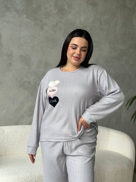 Серая пижама PLUS SIZE из микрофлиса DO4308/2 фото