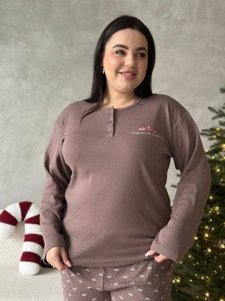 Тепла жіноча піжама PLUS SIZE з мікрофлісу DO3920 фото