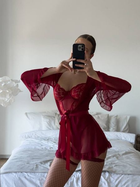 Комплект: халатик, боді з доступом, панчохи XL FEEL198 - XL фото