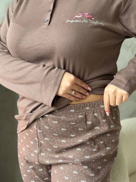 Тепла жіноча піжама PLUS SIZE з мікрофлісу DO3920 фото