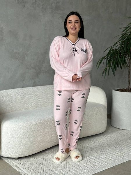 Тепла рожева піжама в розмірі PLUS SIZE DO3400/2 фото