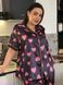 Піжама PLUS SIZE чорна у сердечко з сорочкою та штанами DO3634 фото 1