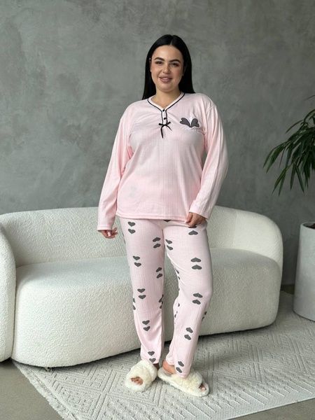 Тепла рожева піжама в розмірі PLUS SIZE DO3400/2 фото