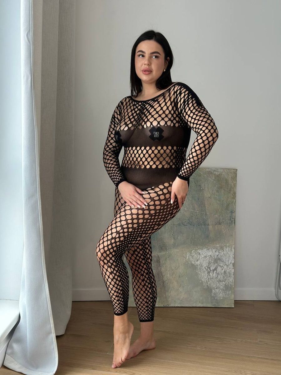Чёрный бодистокинг PLUS SIZE DO3280 фото