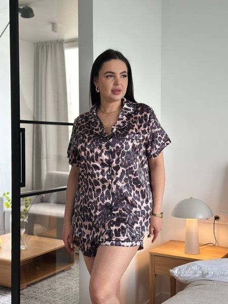 Леопардова піжама PLUS SIZE сорочка з шортами DO3644 фото