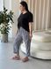 Чорна жіноча піжама з леопардовим принтом PLUS SIZE DO2839 фото 16