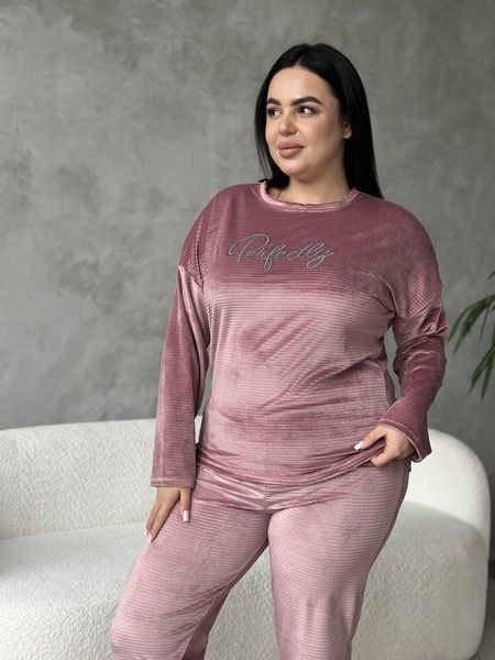 Розкішний домашній костюм піжама PLUS SIZE з велюру DO9300 фото